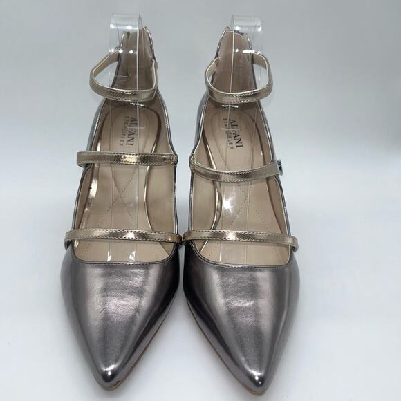 Alfani‎ Step N Flex Heels Womens 10M Dark Pewter Gold Straps Siennahp Pumps NEW - Picture 4 of 15